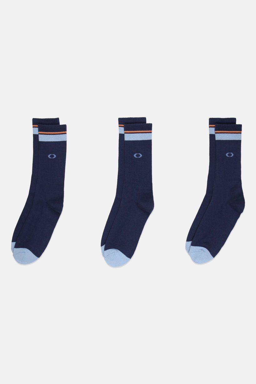 Men 3 Pairs Stripe Performance Socks, Multicolor