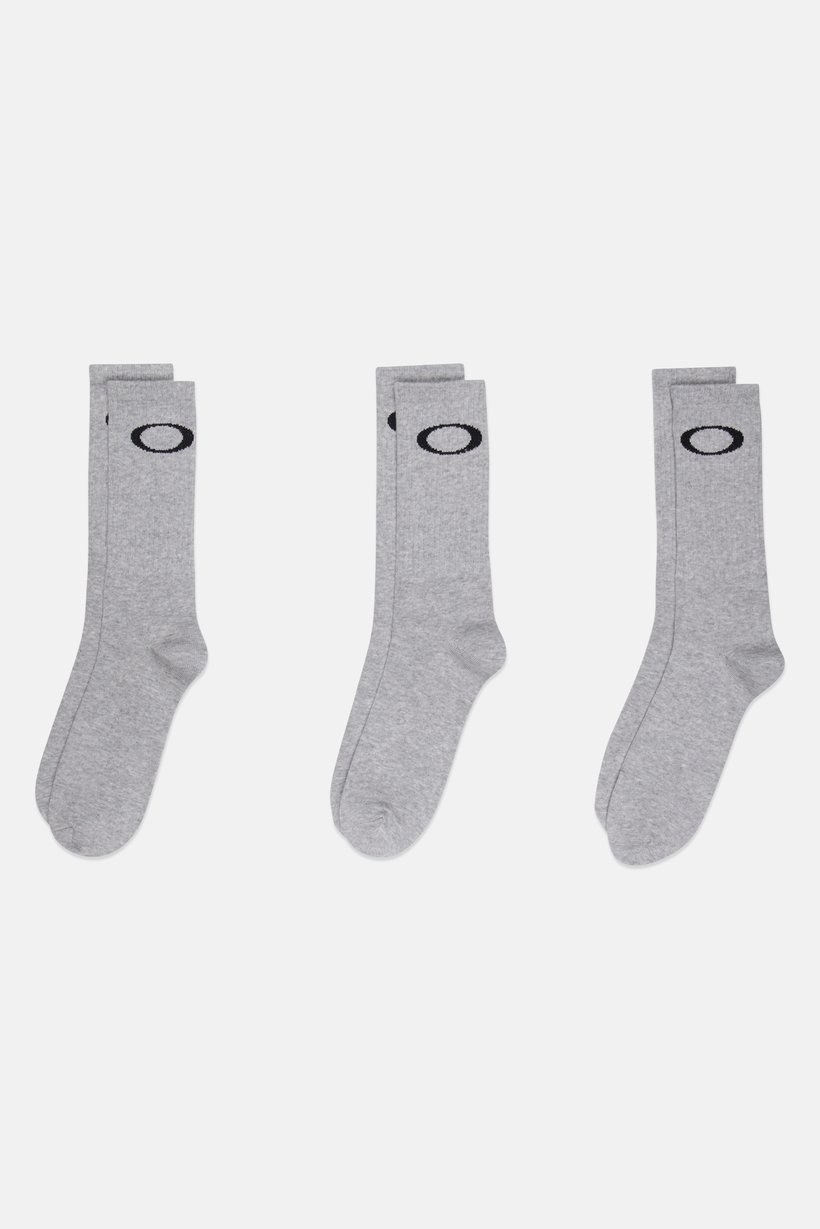 Men 3 Pairs Brand Logo High Quarter Socks, Grey