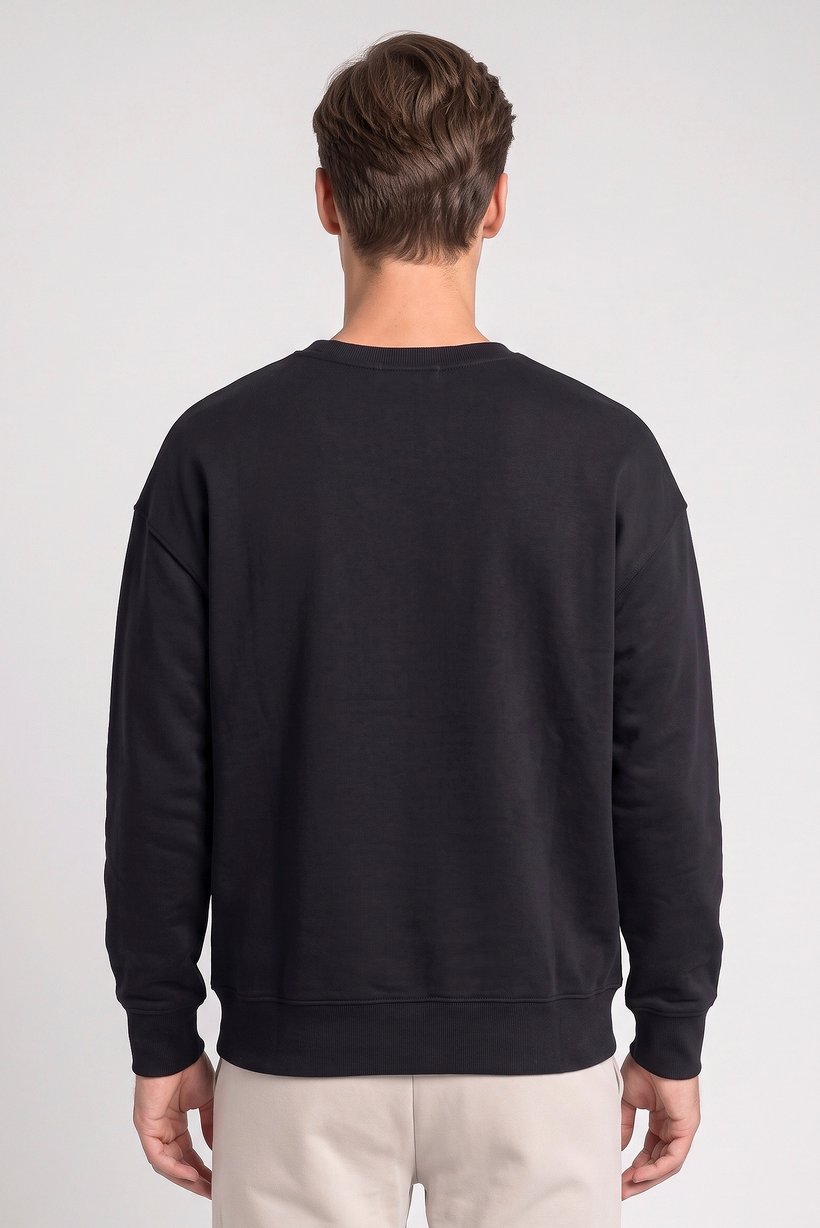 Men Regular Fit Long Sleeve Outdoor Sweatshirt, Black