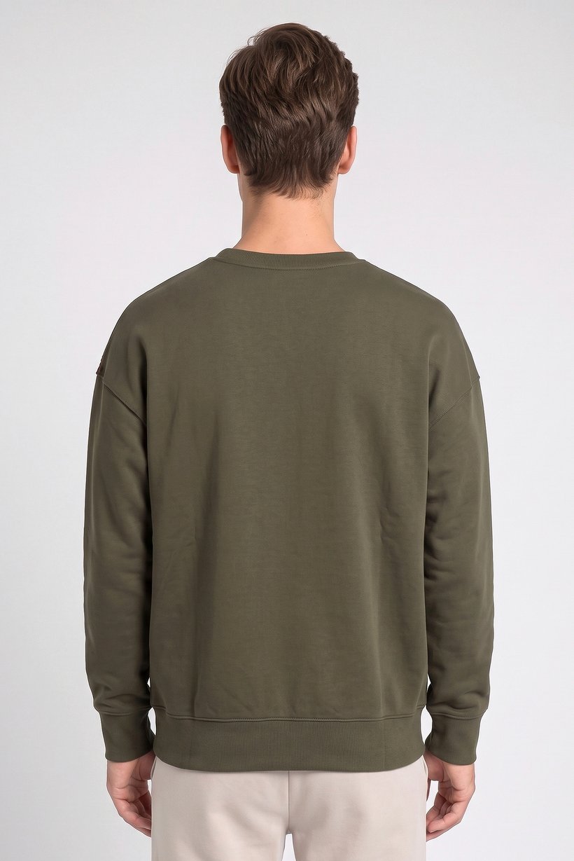 Men Regular Fit Long Sleeve Outdoor Sweatshirt, Dark Olive