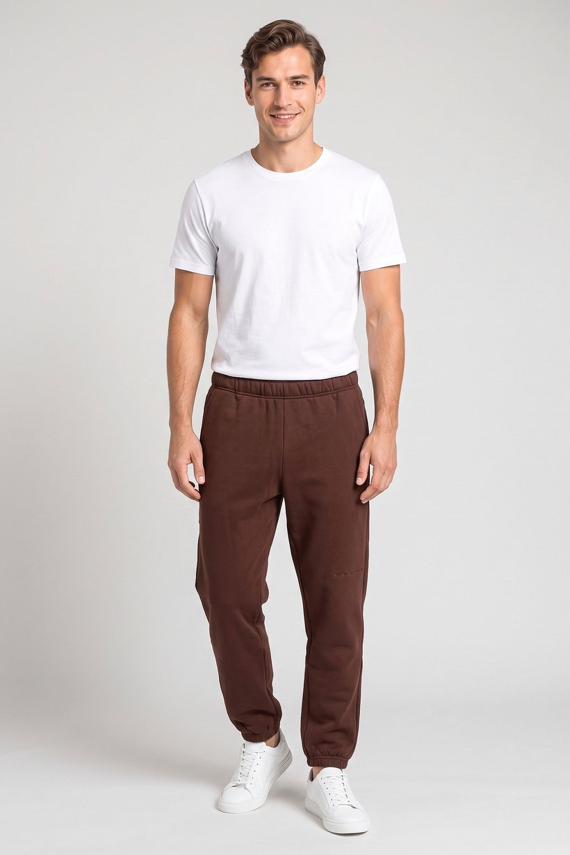 Men Relaxed Fit Outdoor Sweatpants, Brown