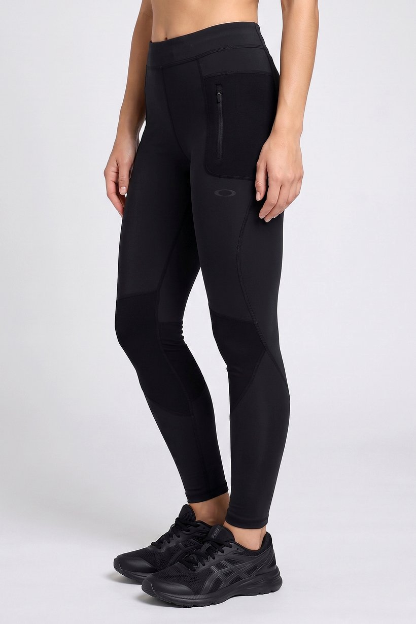 Women Performance Fit Brand Logo Running Tights, Black