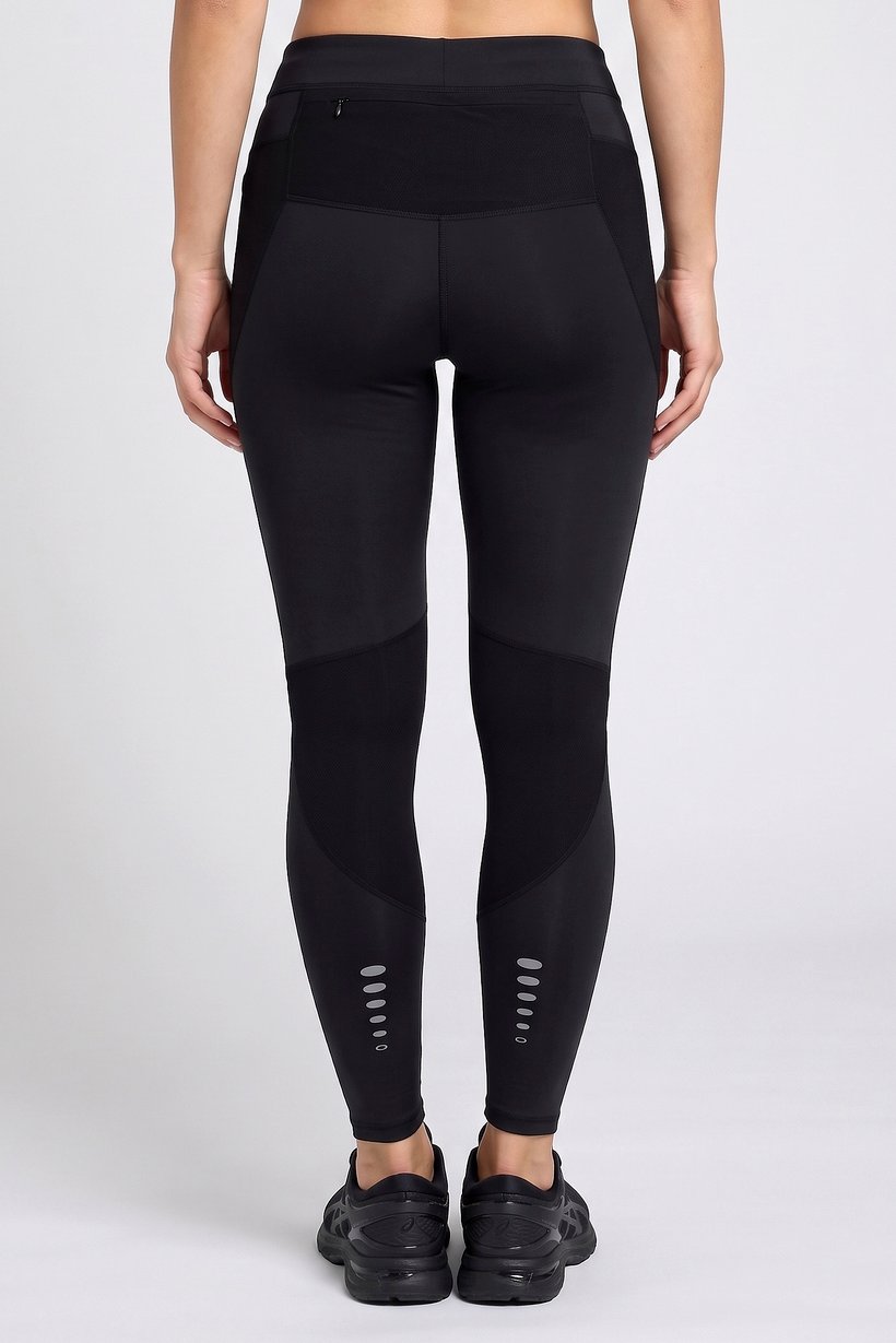 Women Performance Fit Brand Logo Running Tights, Black