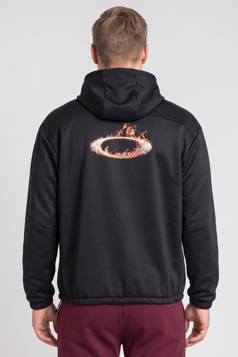 Men Baggy Fit Long Sleeve Outdoor Hoodie, Black