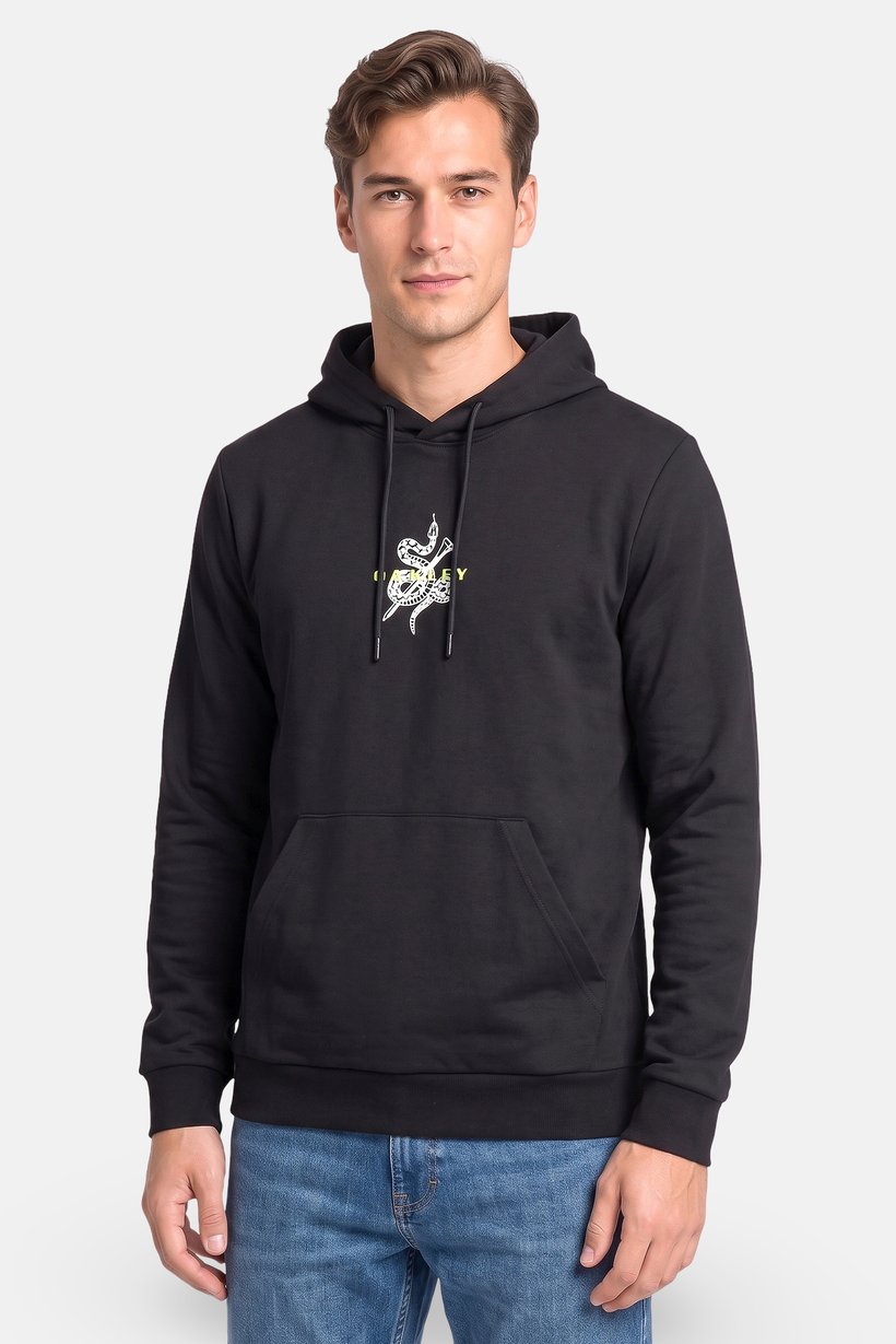 Men Long Sleeve Embroidered Logo Hoodie, Black