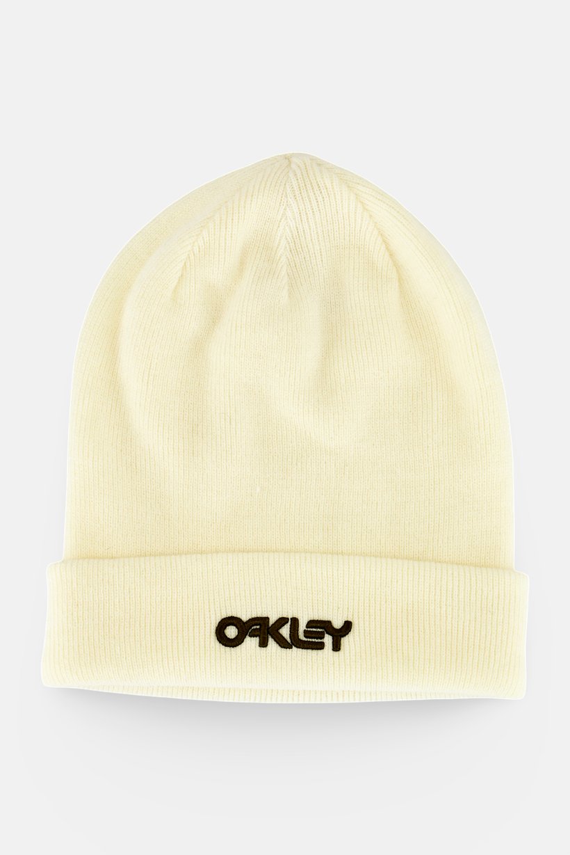 Men Embroidered Logo Beanie Hat, Cream