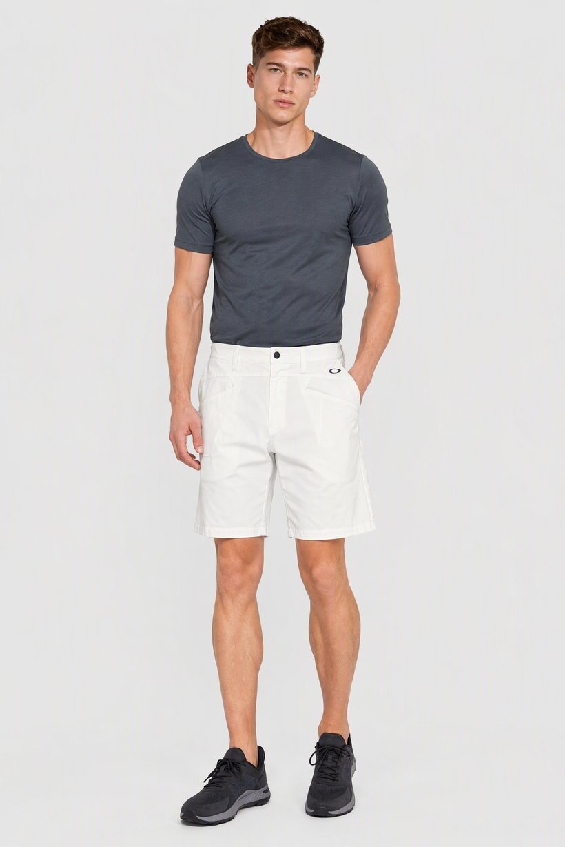 Men Performance Fit Outdoor Shorts, White