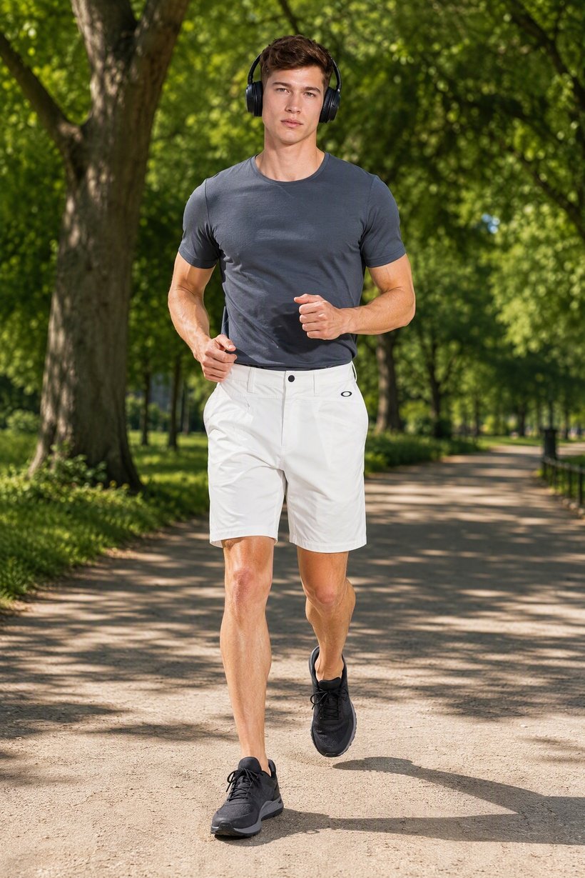 Men Performance Fit Outdoor Shorts, White