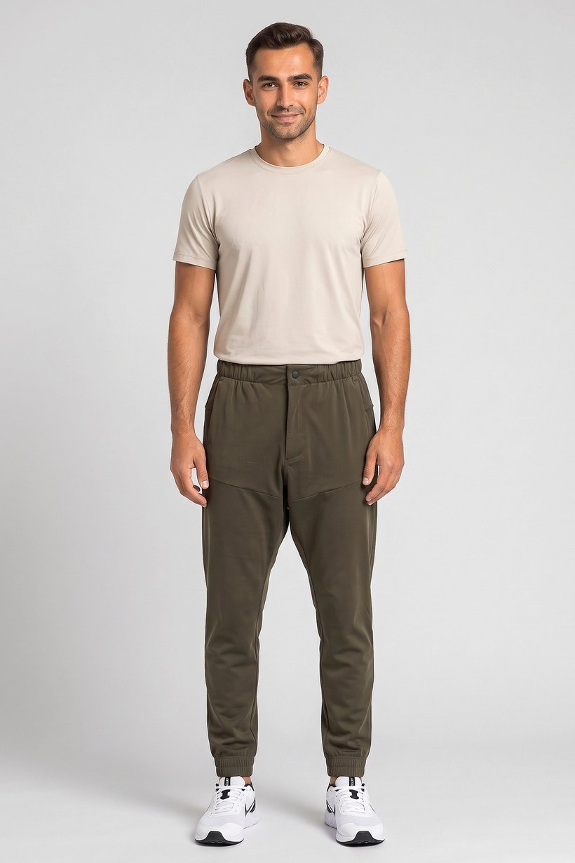 Men Regular Fit Outdoor Sweatpants, Dark Olive