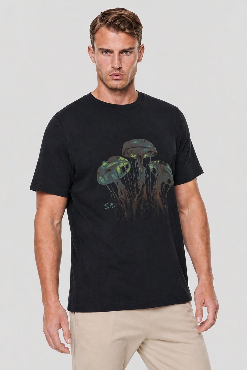 Men Boxy Fit Graphic Print Short Sleeve Outdoor T-Shirt, Black