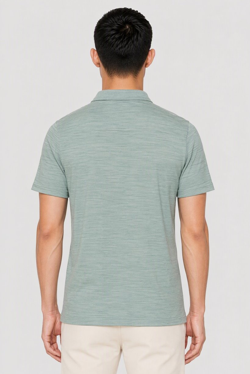 Men Regular Fit Short Sleeve Golf Polo Shirt, Heather Mint