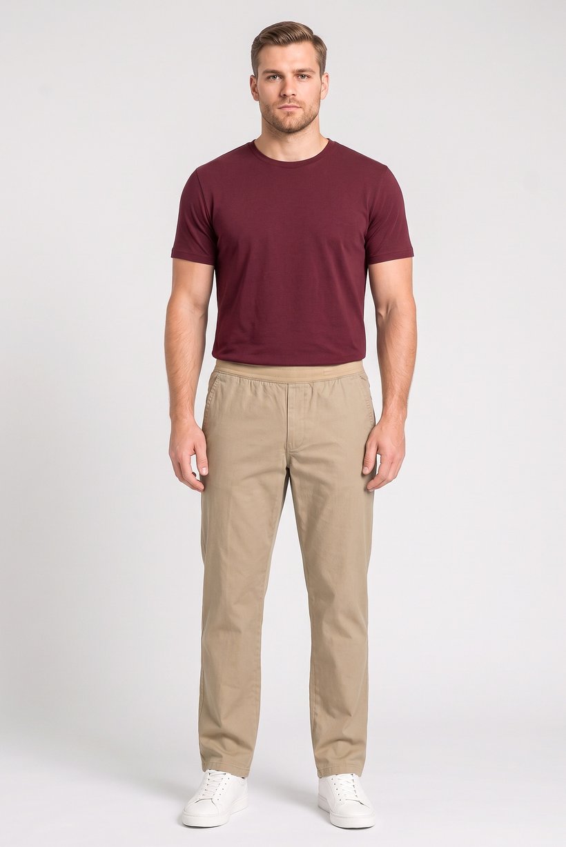 Men Regular Fit Plain Golf Pants, Khaki