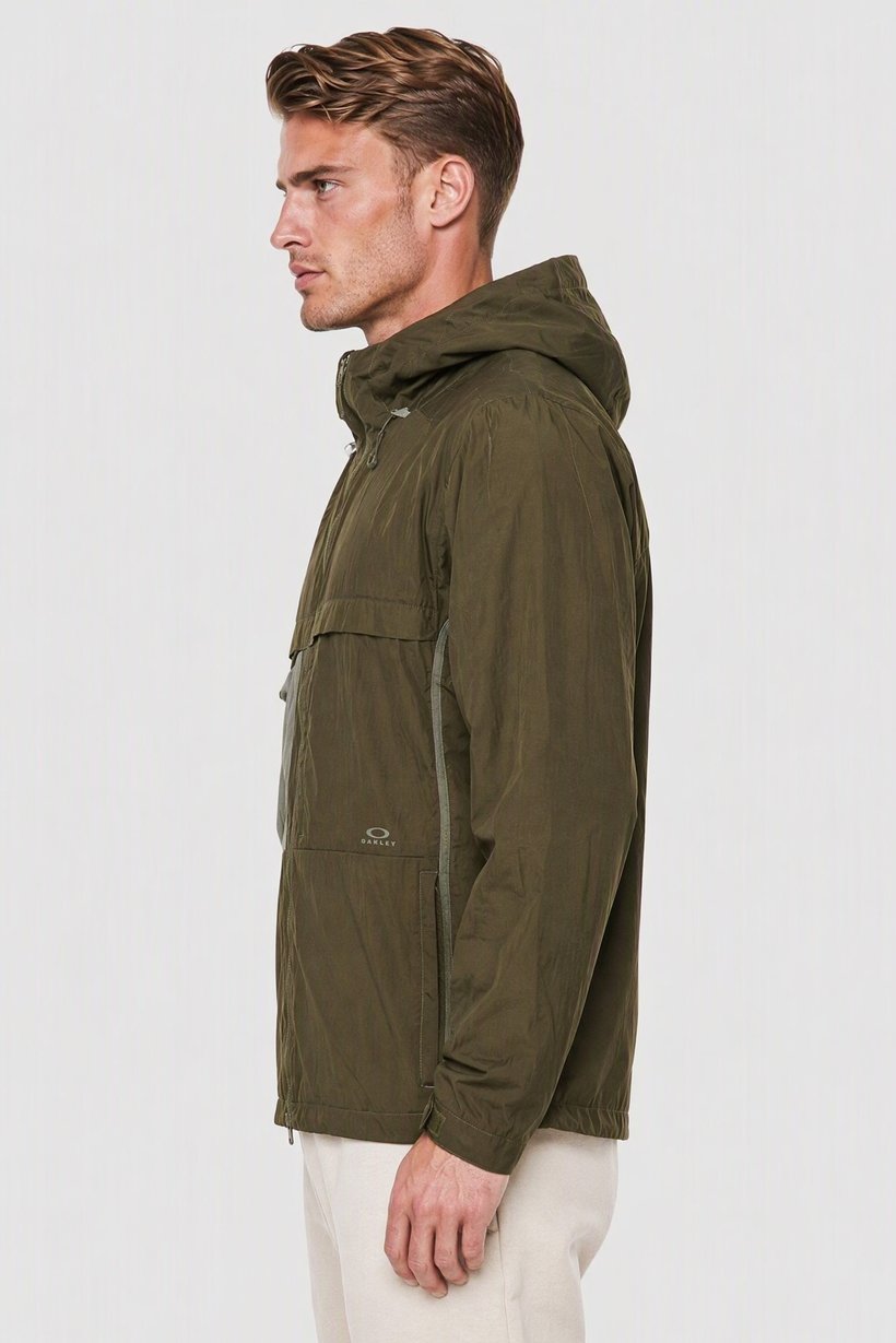Men Performance Fit Long Sleeve Windbreaker Outdoor Jacket, Olive
