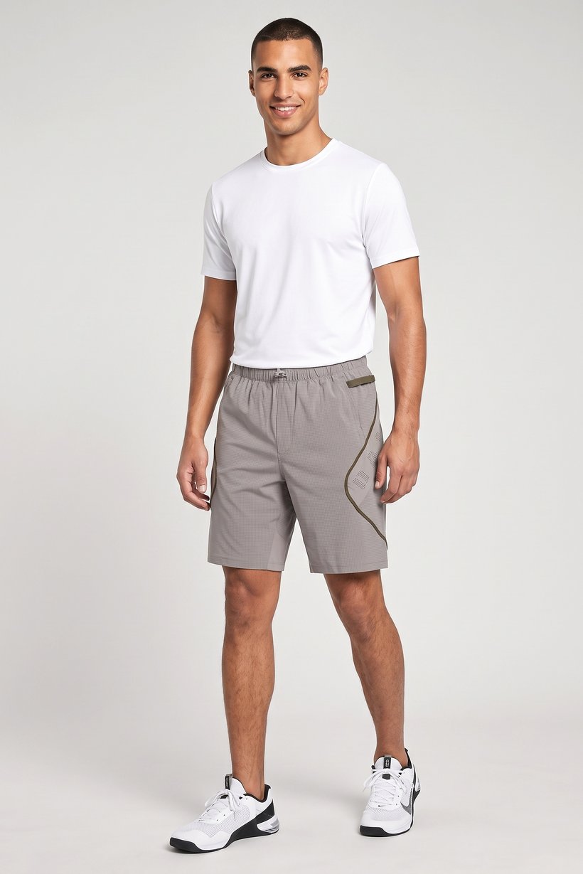 Men Performance Fit Outdoor Shorts, Light Grey