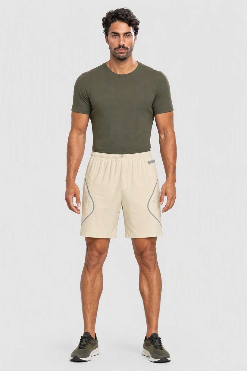 Men Performance Fit Outdoor Shorts, Cream