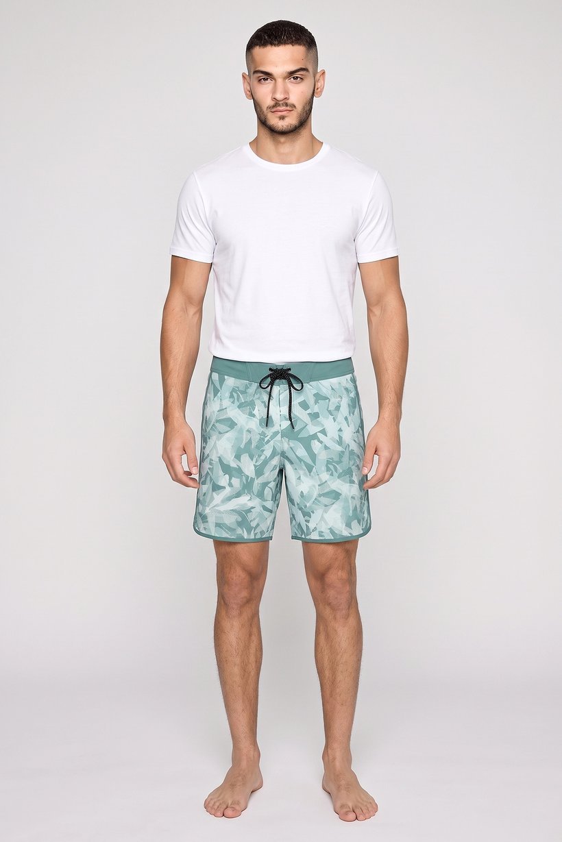 Men Drawstring Allover Print Board Shorts, Multicolor