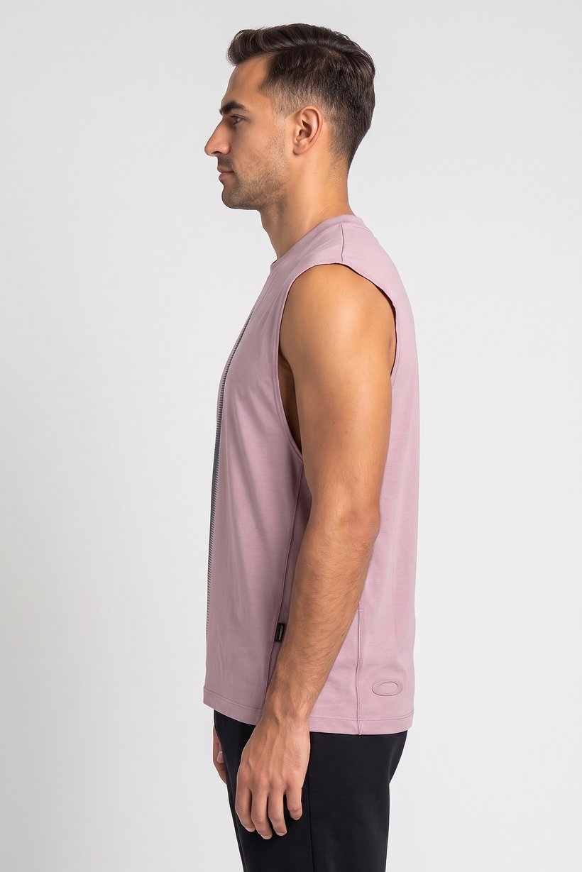 Men Boxy Fit Sleeveless Training Vest, Dusty Pink
