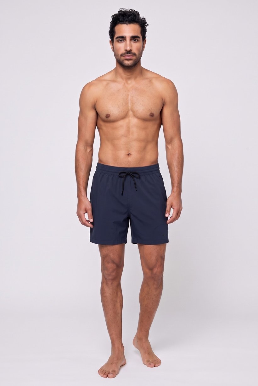 Men Regular Fit Brand Logo Board Shorts, Navy Blue