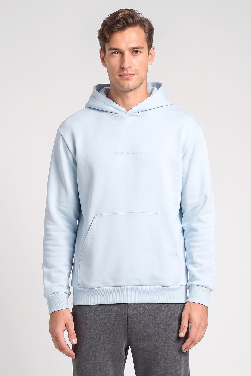 Men Relaxed Fit Long Sleeve Outdoor Hoodie, Light Blue