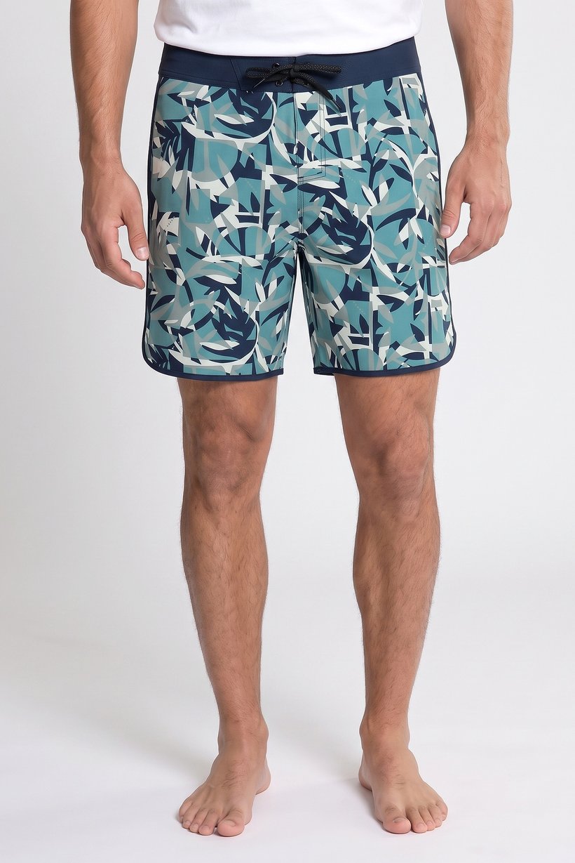 Men Drawstring Allover Print Board Shorts, Multicolor