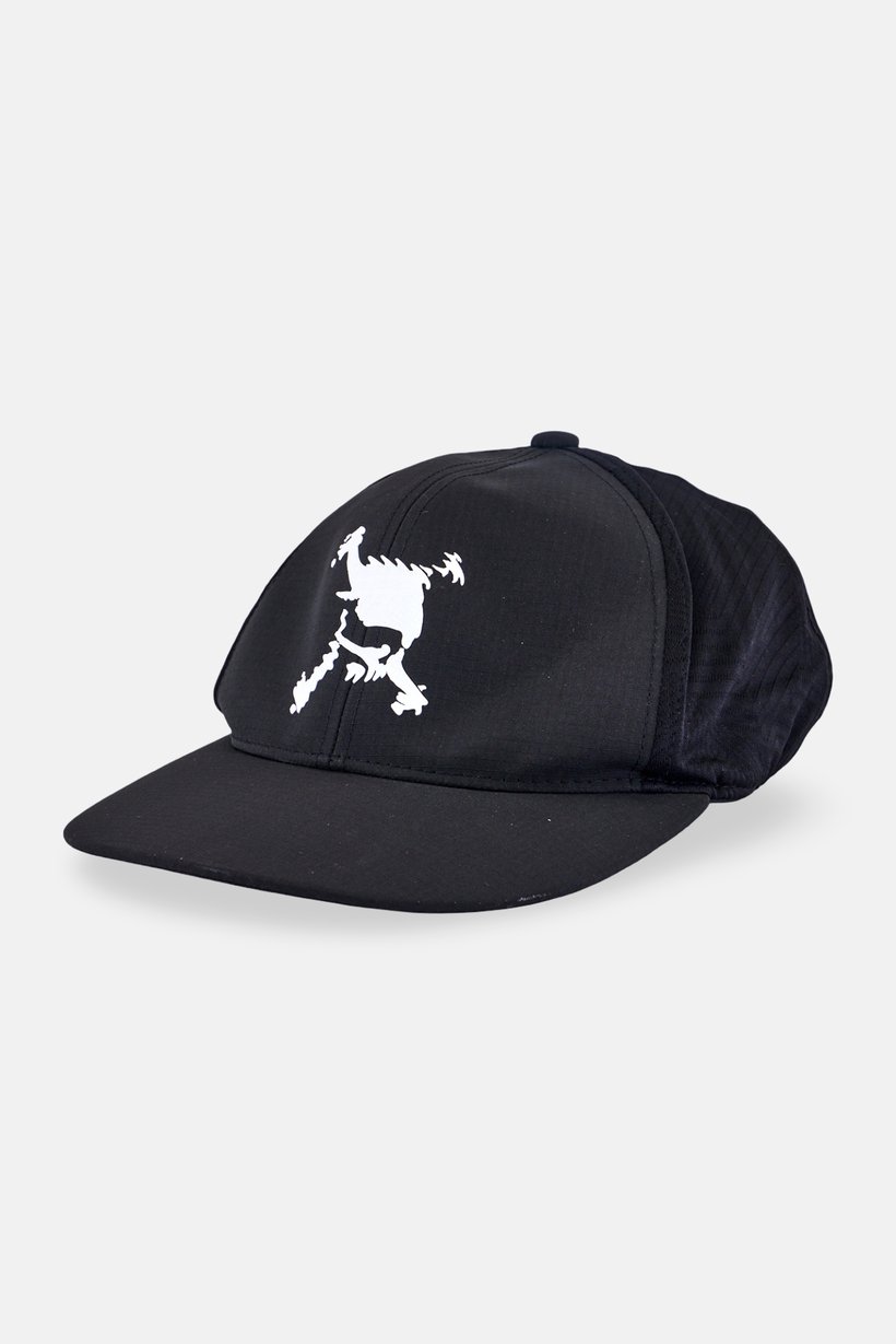 Men Graphic Print Velcro Closure Baseball Cap, Black