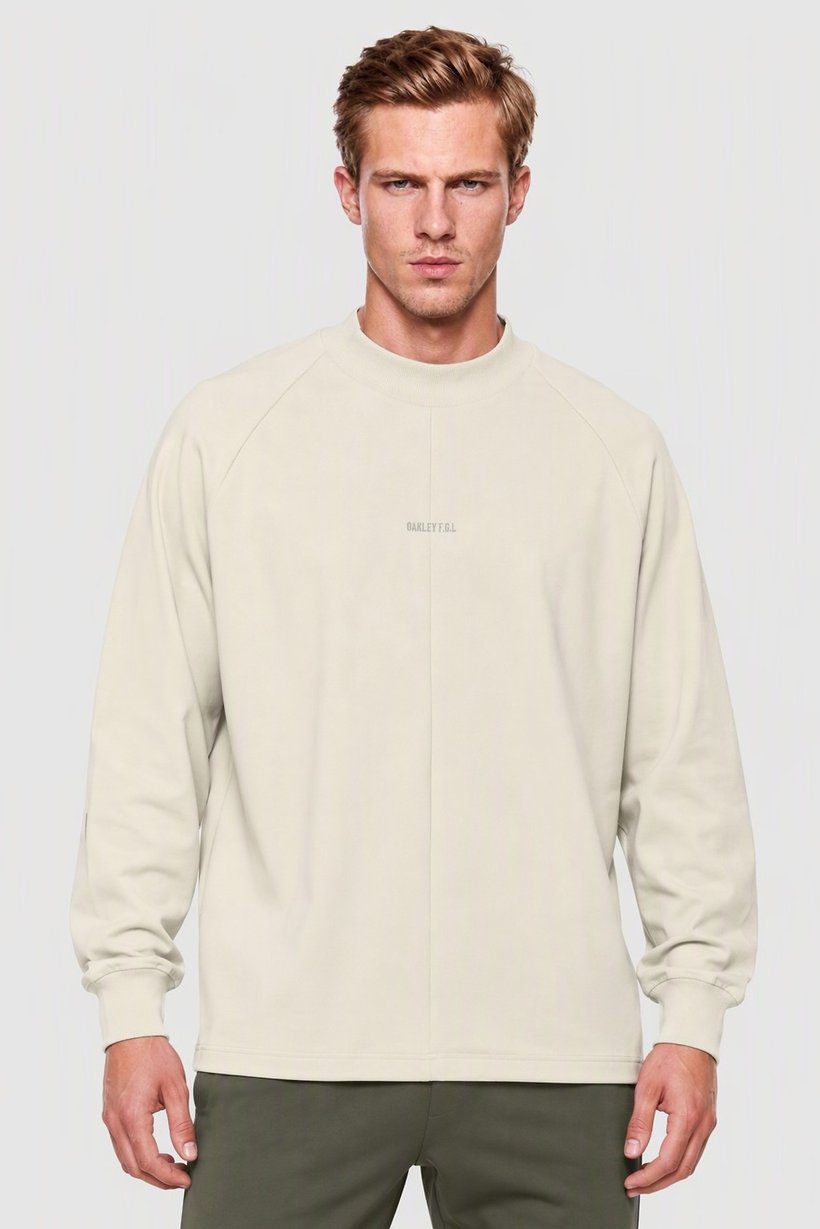 Men Regular Fit Long Sleeve Outdoor Sweatshirt, Cream