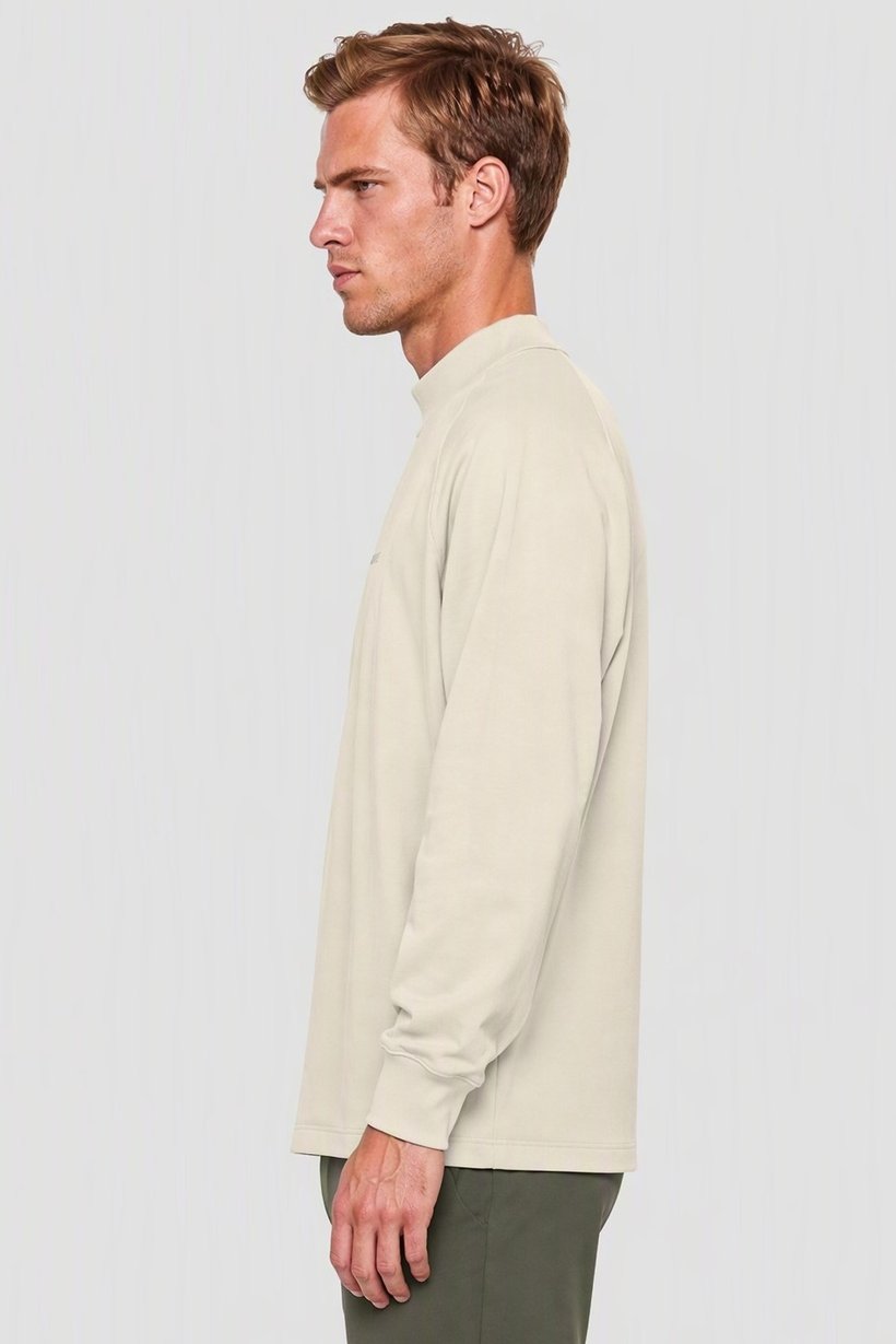 Men Regular Fit Long Sleeve Outdoor Sweatshirt, Cream