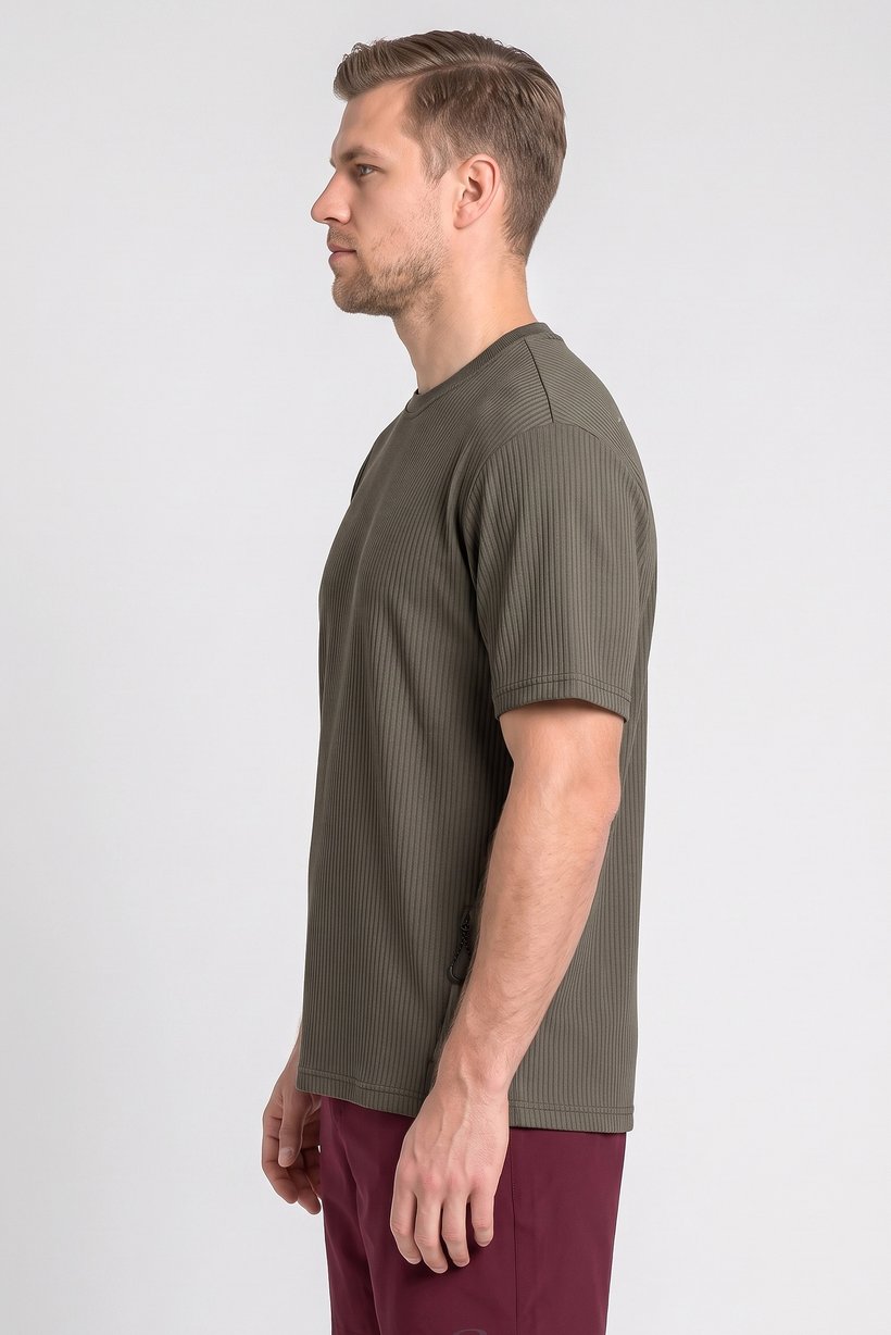 Men Regular Fit Short Sleeve Outdoor T-Shirt, Light Olive