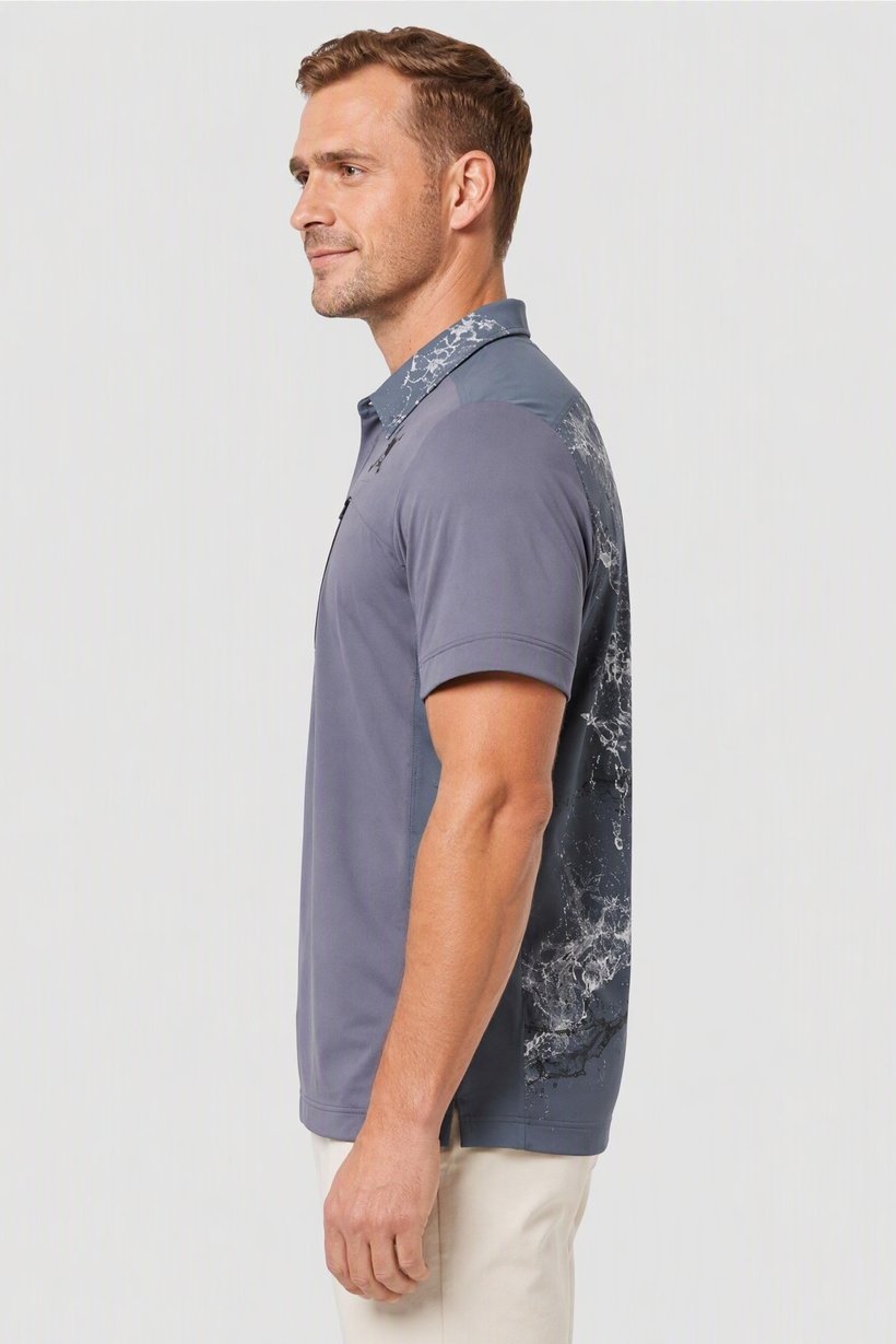 Men Sportswear Fit Short Sleeve Outdoor Polo Shirt, Grey