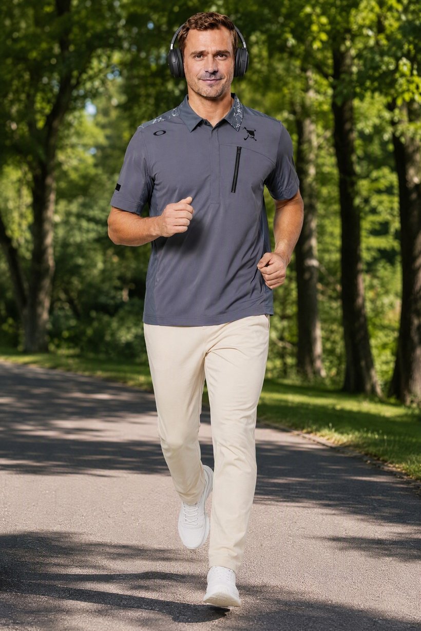 Men Sportswear Fit Short Sleeve Outdoor Polo Shirt, Grey