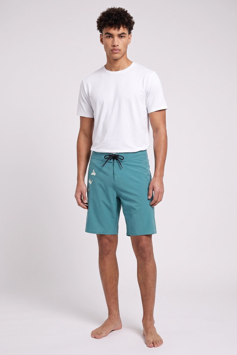 Men Brand Logo Board Shorts, Light Teal