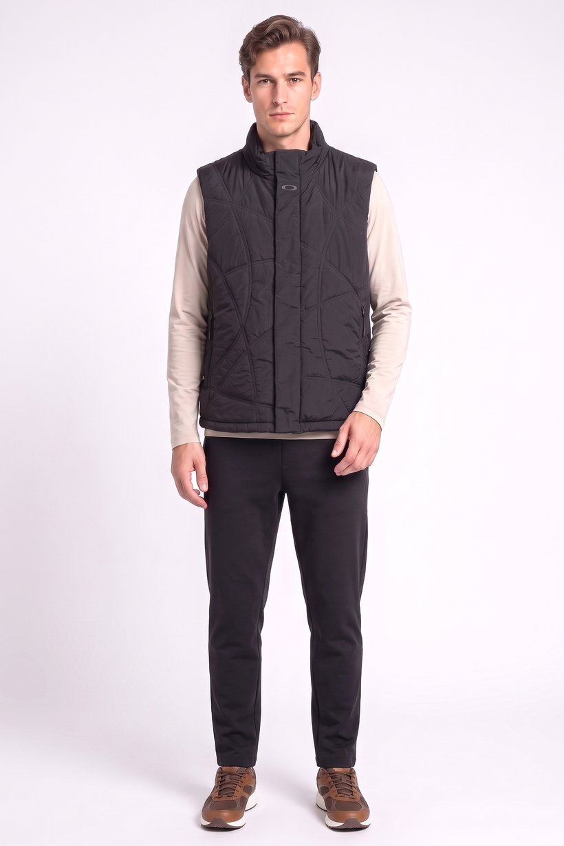 Men Performance Fit Sleeveless Puffer Outdoor Jacket Vest, Black