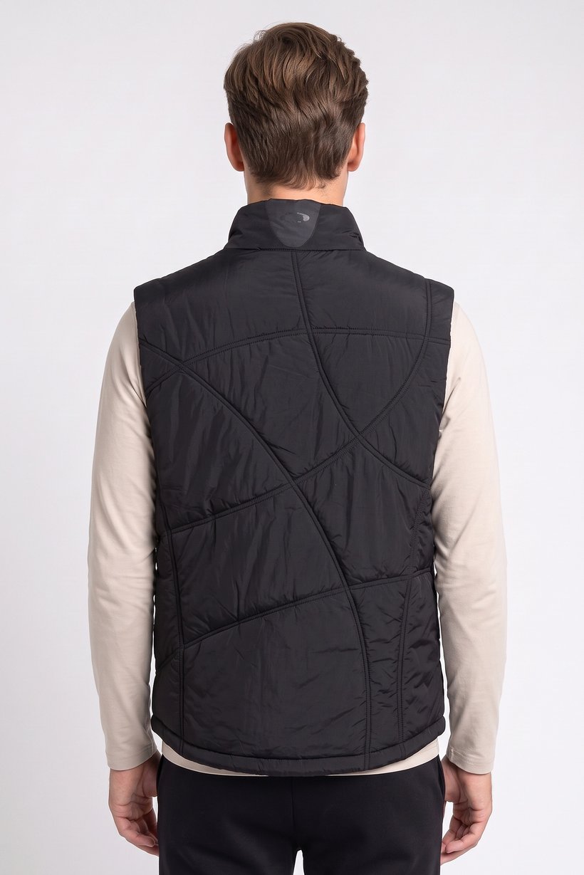 Men Performance Fit Sleeveless Puffer Outdoor Jacket Vest, Black