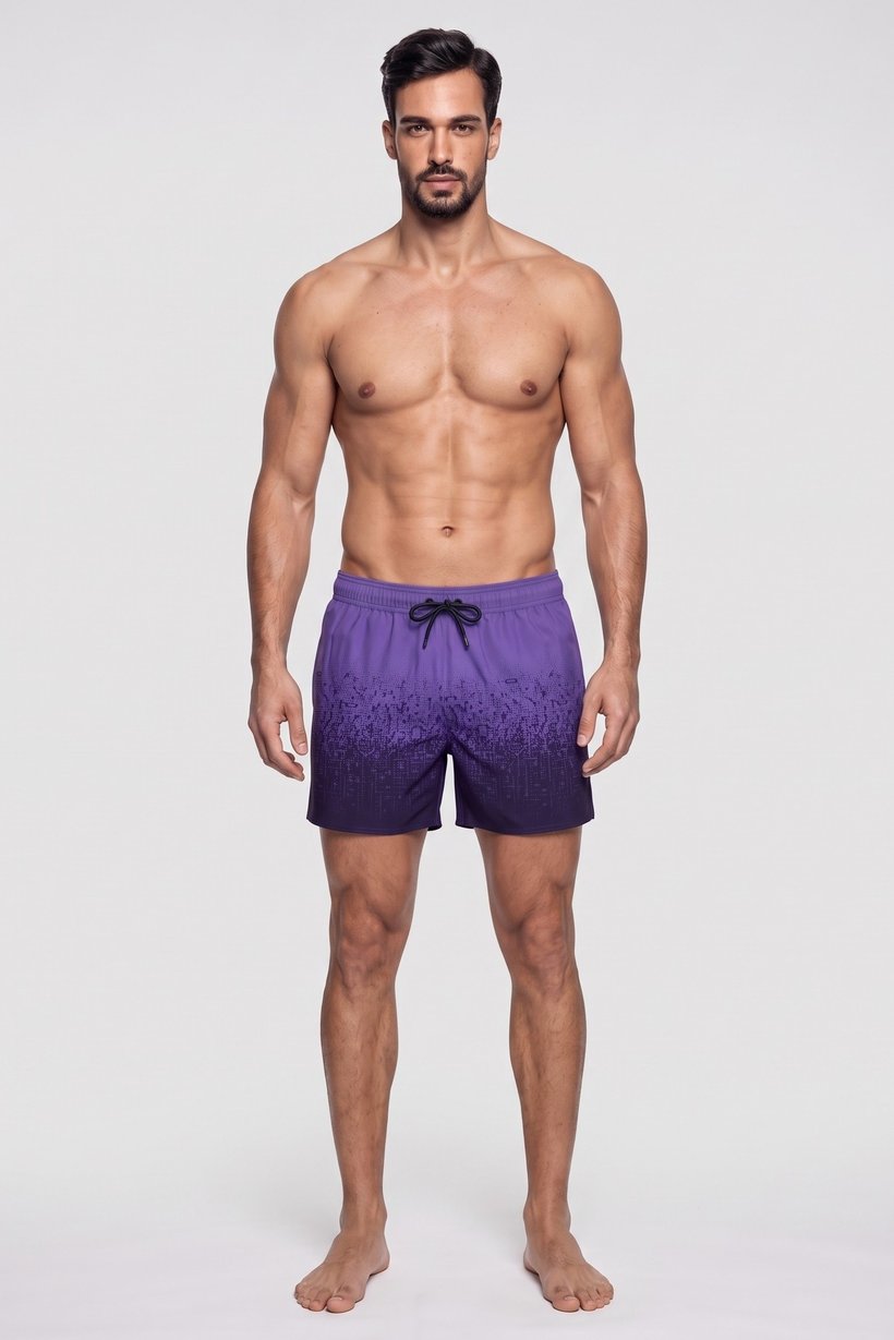 Men Monogram Print Board Shorts, Multicolor