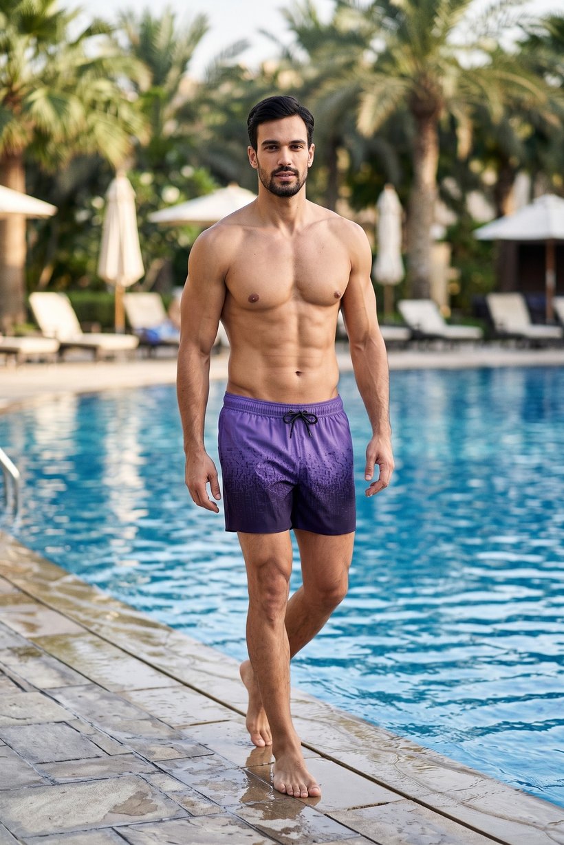 Men Monogram Print Board Shorts, Multicolor