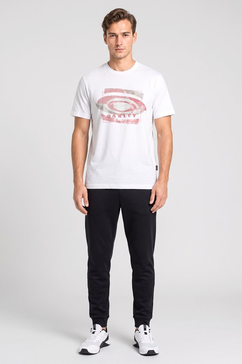 Men Crew Neck Short Sleeve Brand Logo T-Shirt, White
