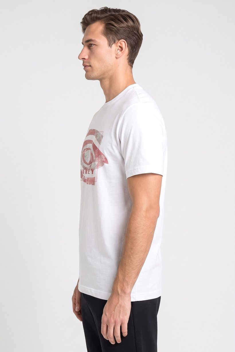 Men Crew Neck Short Sleeve Brand Logo T-Shirt, White