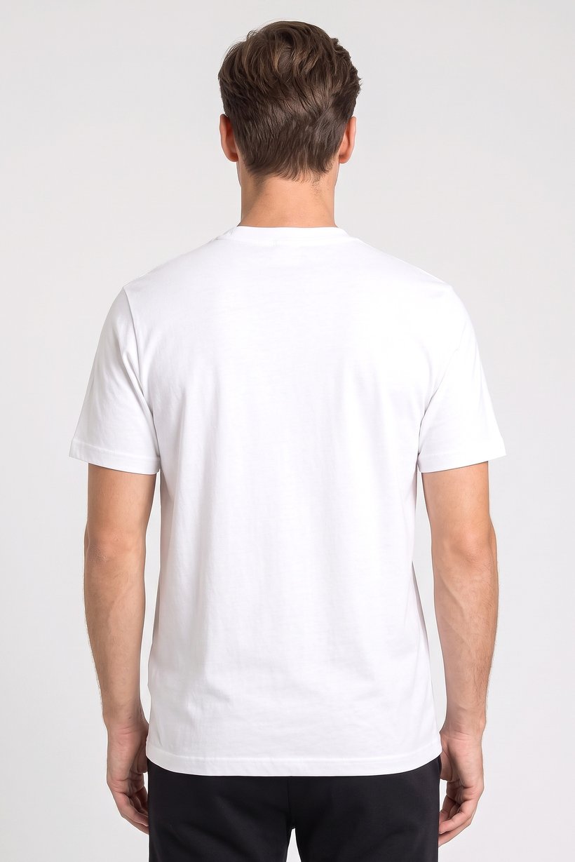 Men Crew Neck Short Sleeve Brand Logo T-Shirt, White