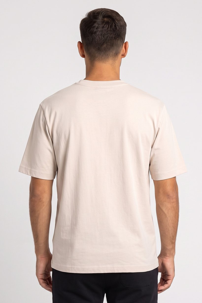 Men Boxy Fit Short Sleeve Outdoor T-Shirt, Cream