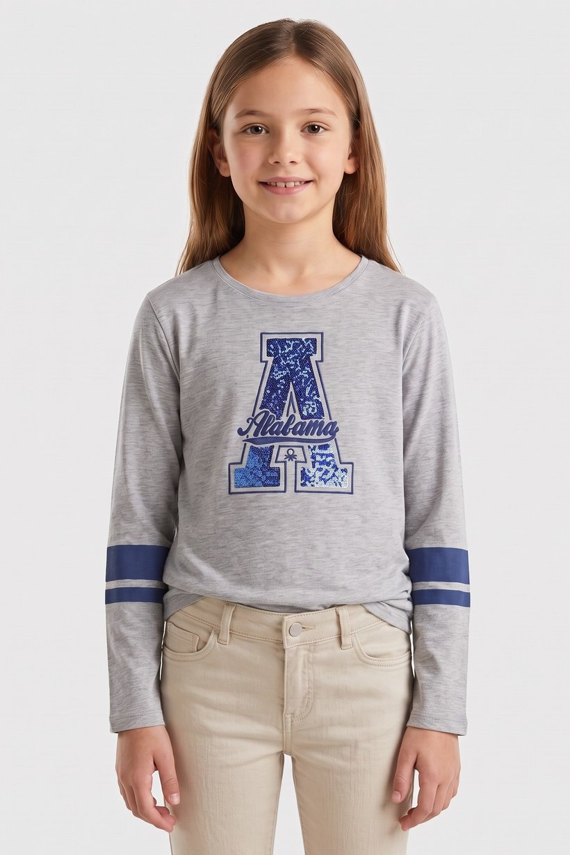 Kids Girl Crew Neck Long Sleeve Textured Top, Multicolor