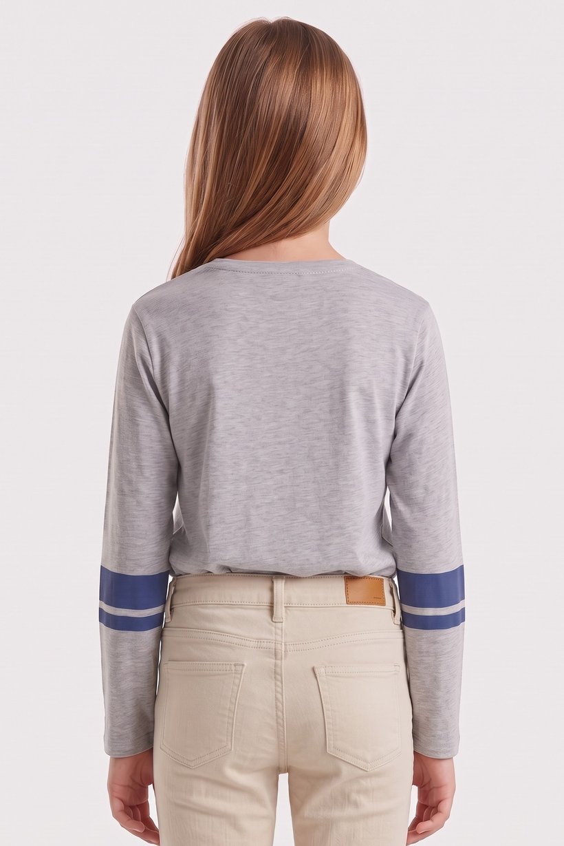 Kids Girl Crew Neck Long Sleeve Textured Top, Multicolor