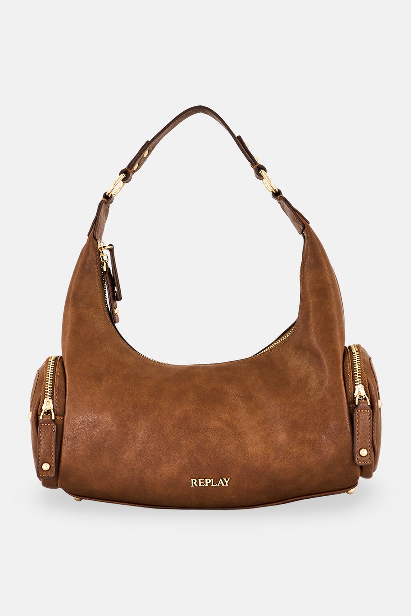 Women Brand Logo Shoulder Bag, Brown