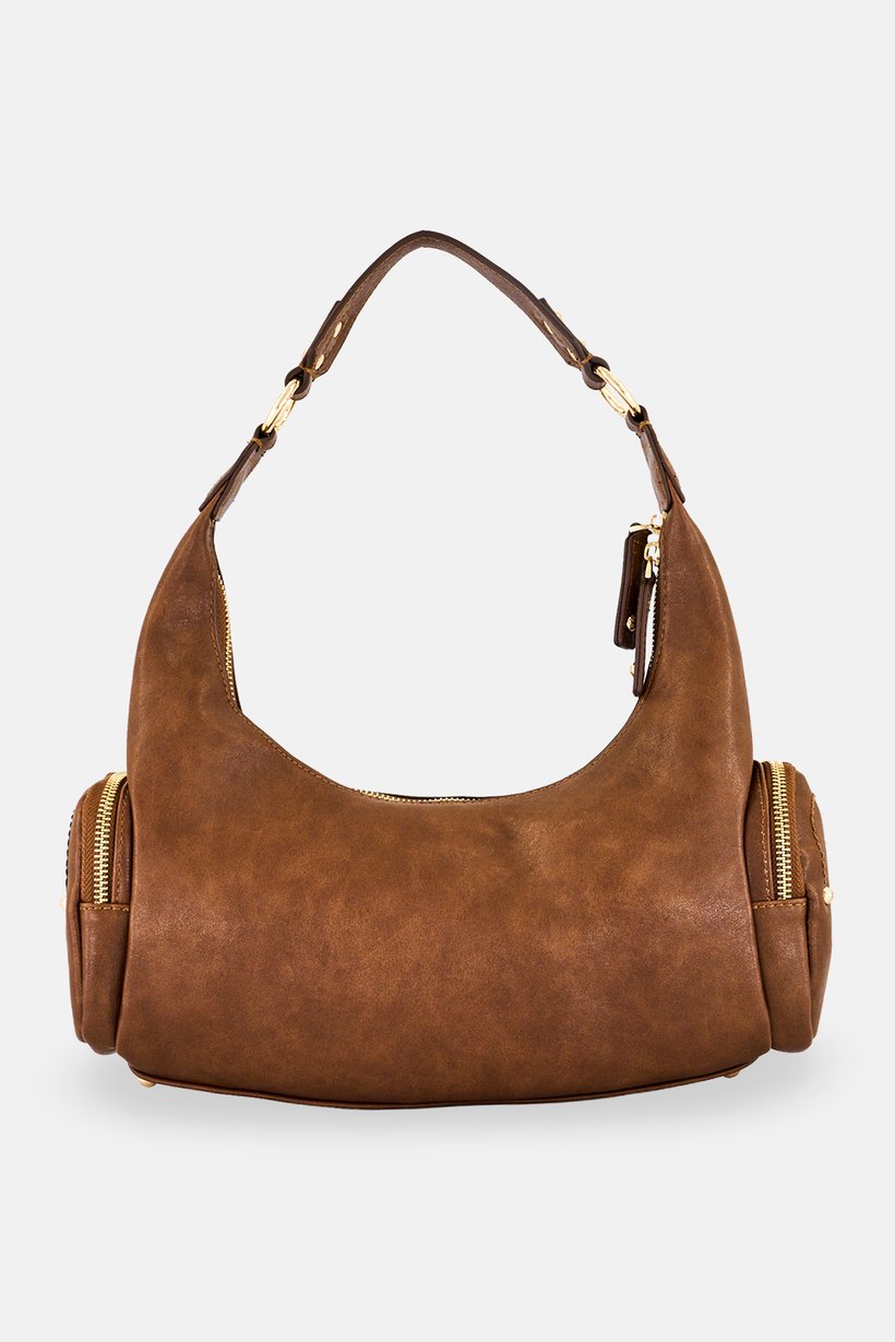 Women Brand Logo Shoulder Bag, Brown