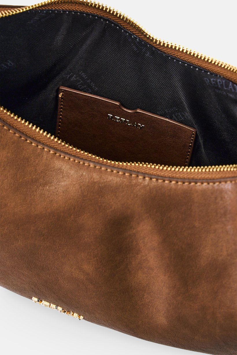 Women Brand Logo Shoulder Bag, Brown