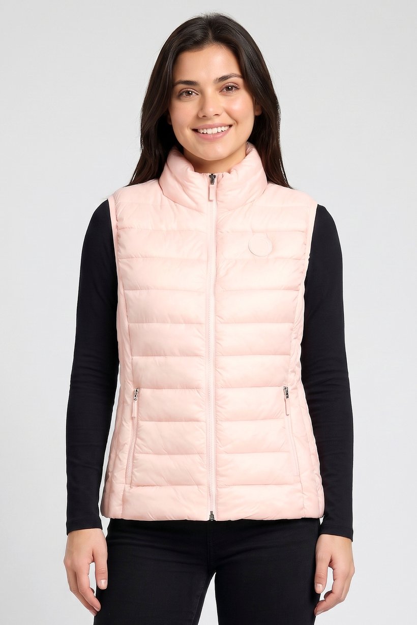 AX Armani Exchange Women Quilted Vest Jacket, Pink