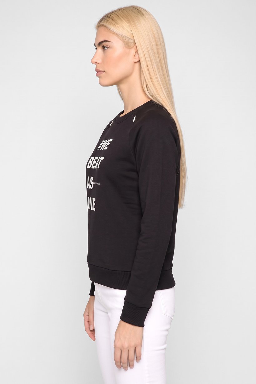 AX Armani Exchange Women Crew Neck Graphic Print Long Sleeve Sweatshirt, Black