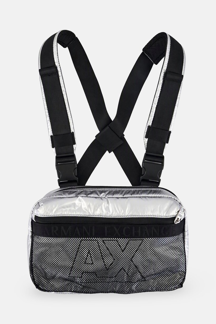 Armani Exchange Men Brand Logo Backpack, Silver