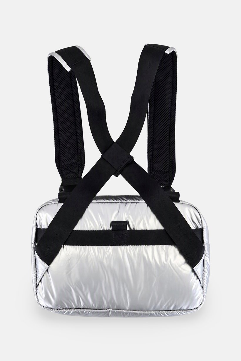 Armani Exchange Men Brand Logo Backpack, Silver