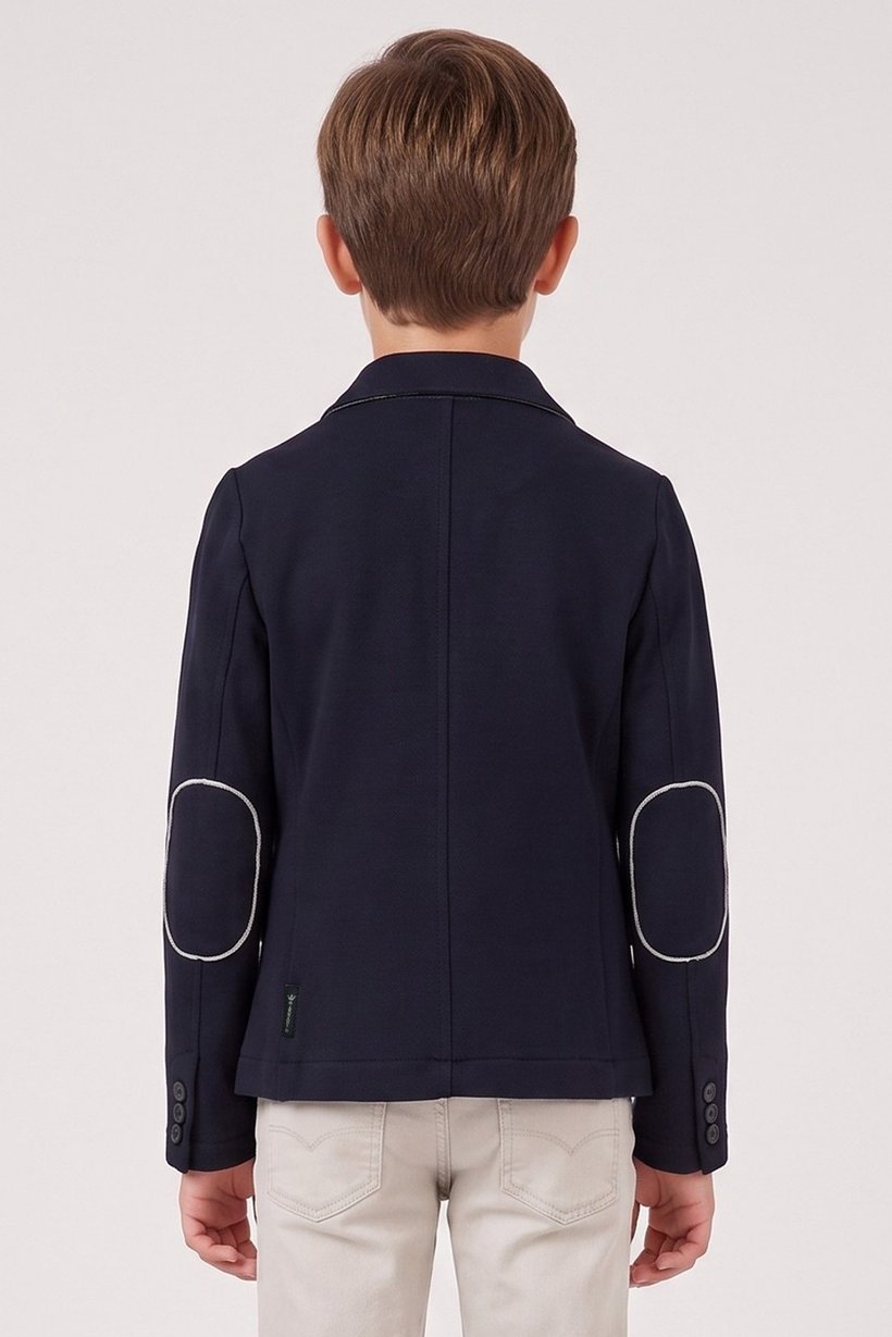 Armani Junior Kids Boy Textured Long Sleeve Casual Blazer, Navy