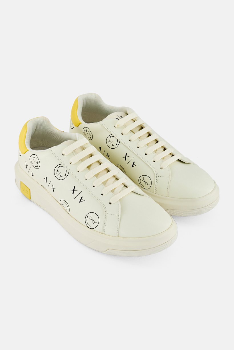 AX Armani Exchange Men Brand Logo Lace Up Sneakers, Off-White